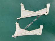A pair of white plastic GE Mac1200ST electrocardiograph display poles