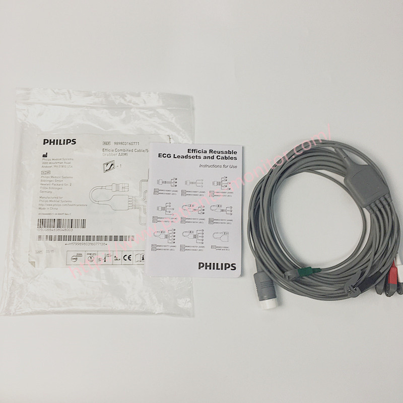 989803160771 Philips Efficia Combined Cable Adult 5- Leadest Grabber AAMI