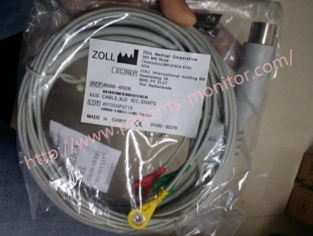 PN 8000-0026 Zoll  3 Lead ECG Patient Cable 12Ft Medical Device Spare Parts Lot 20517621019
