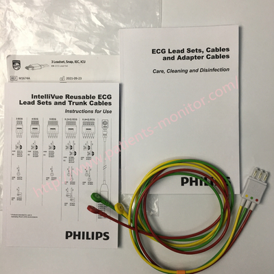 M1674A 989803145121 Philips ECG Lead Set 3 Leadset Snap IEC ICU Replacement