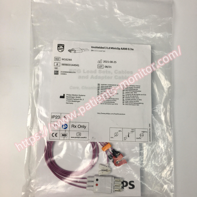 Philips Neonatal ECG Lead Set Unshielded 3 Lead Miniclip AAMI 0.7M M1624A 989803144941